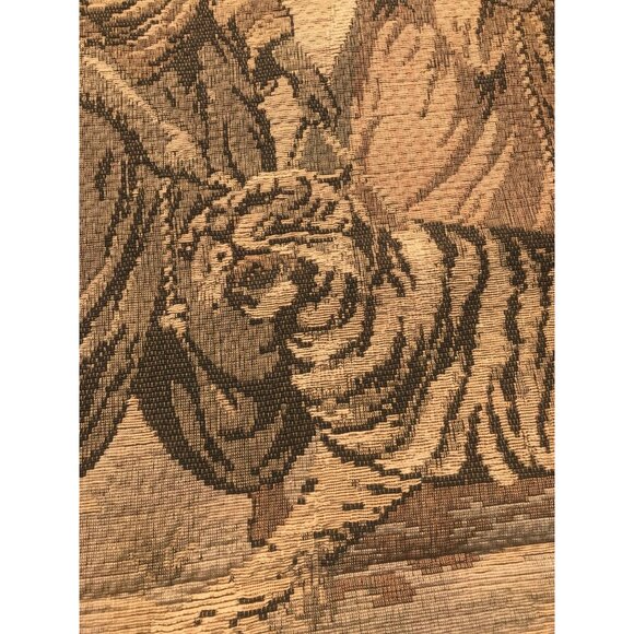 Vintage Woven Tapestry Depicting Exotic Hunting Scene With Tiger Riders & Figure - Picture 3 of 4